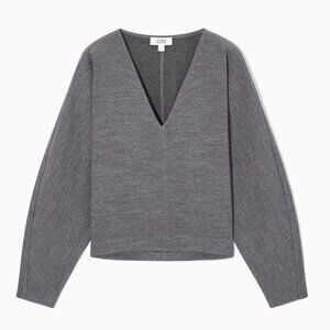 COS V-neck Boiled Wool Sweater Gray Small